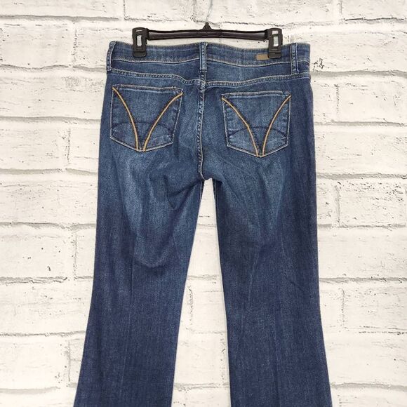 Kut Women's Dark Wash Blue Low Rise Farrah Baby Bootcut Denim Jeans Size 6 - Picture 6 of 14